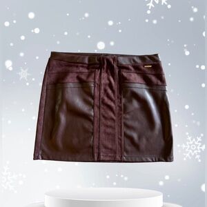 Marc New York Burgundy Velvet Faux Leather mini  Skirt XL  polyester spandex